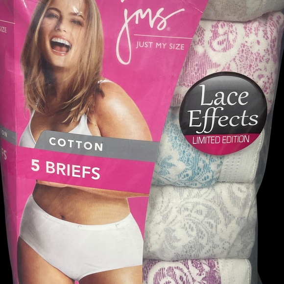 JMS Just My Size Lace Effects Cotton Briefs Plus Sz 14 Underwear Panties 5 Pairs - Picture 3 of 16